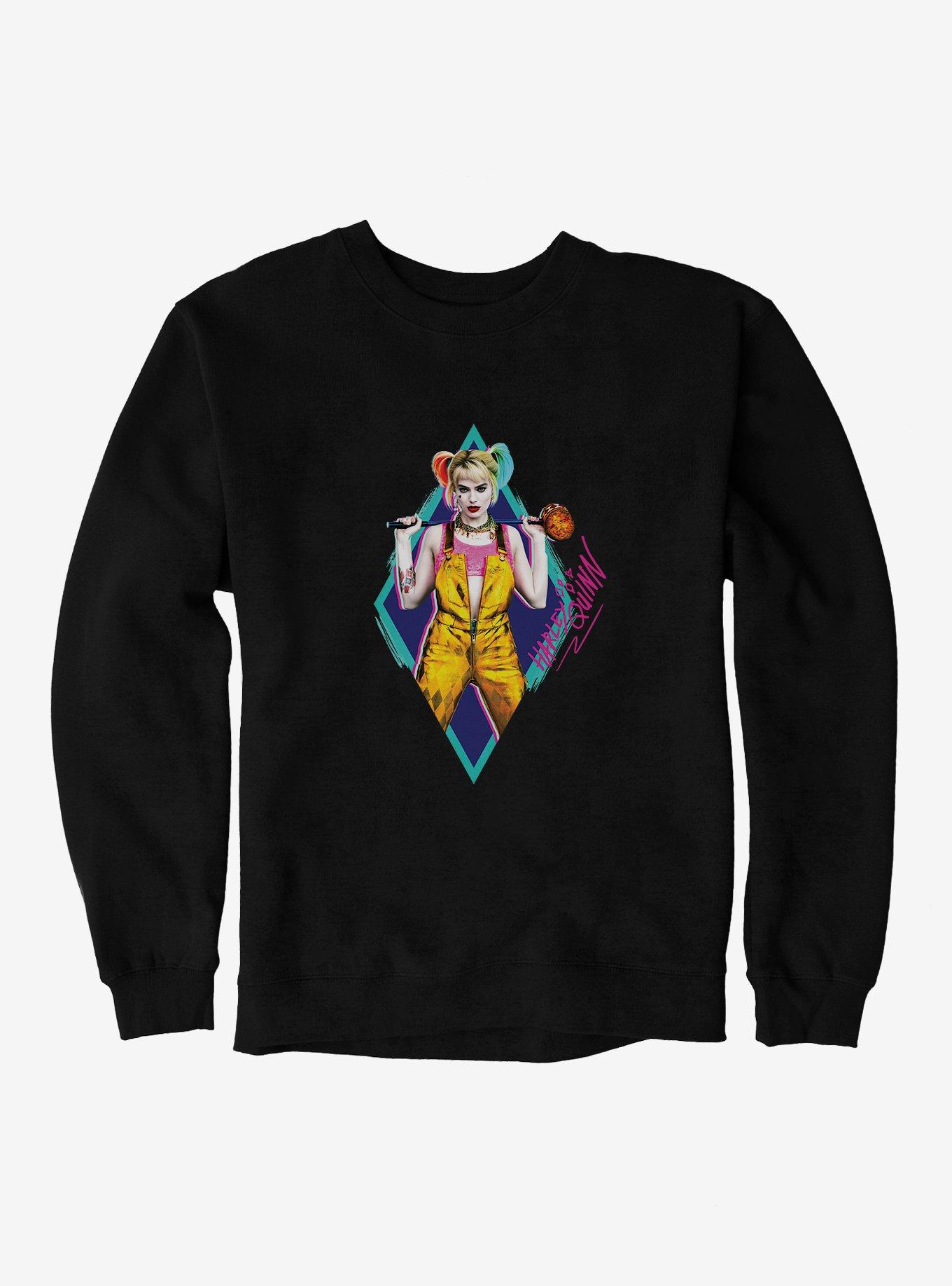 DC Comics Birds Of Prey Harley Quinn Neon Diamond Sweatshirt | Hot Topic