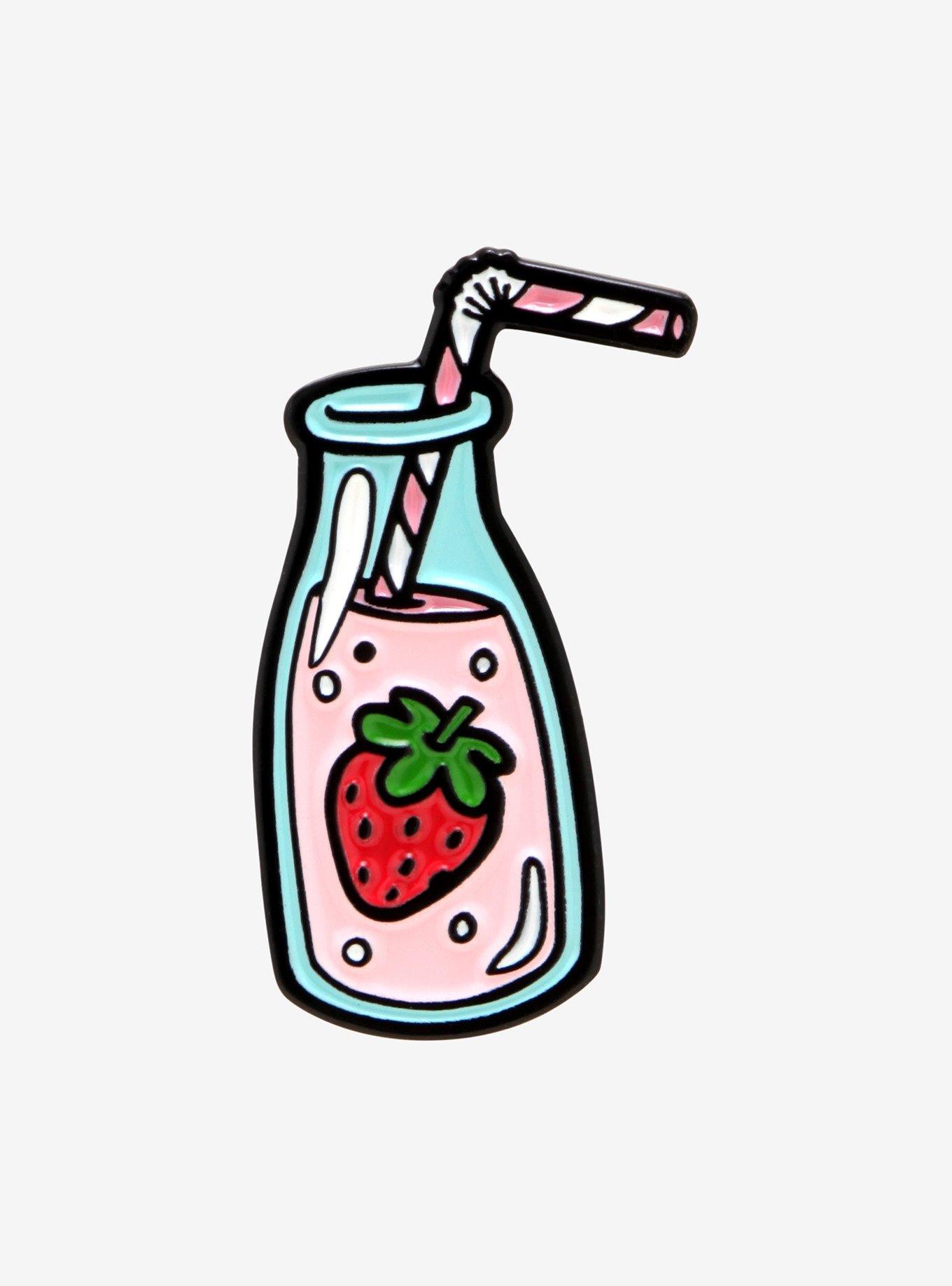 Strawberry Milk Bottle Enamel Pin