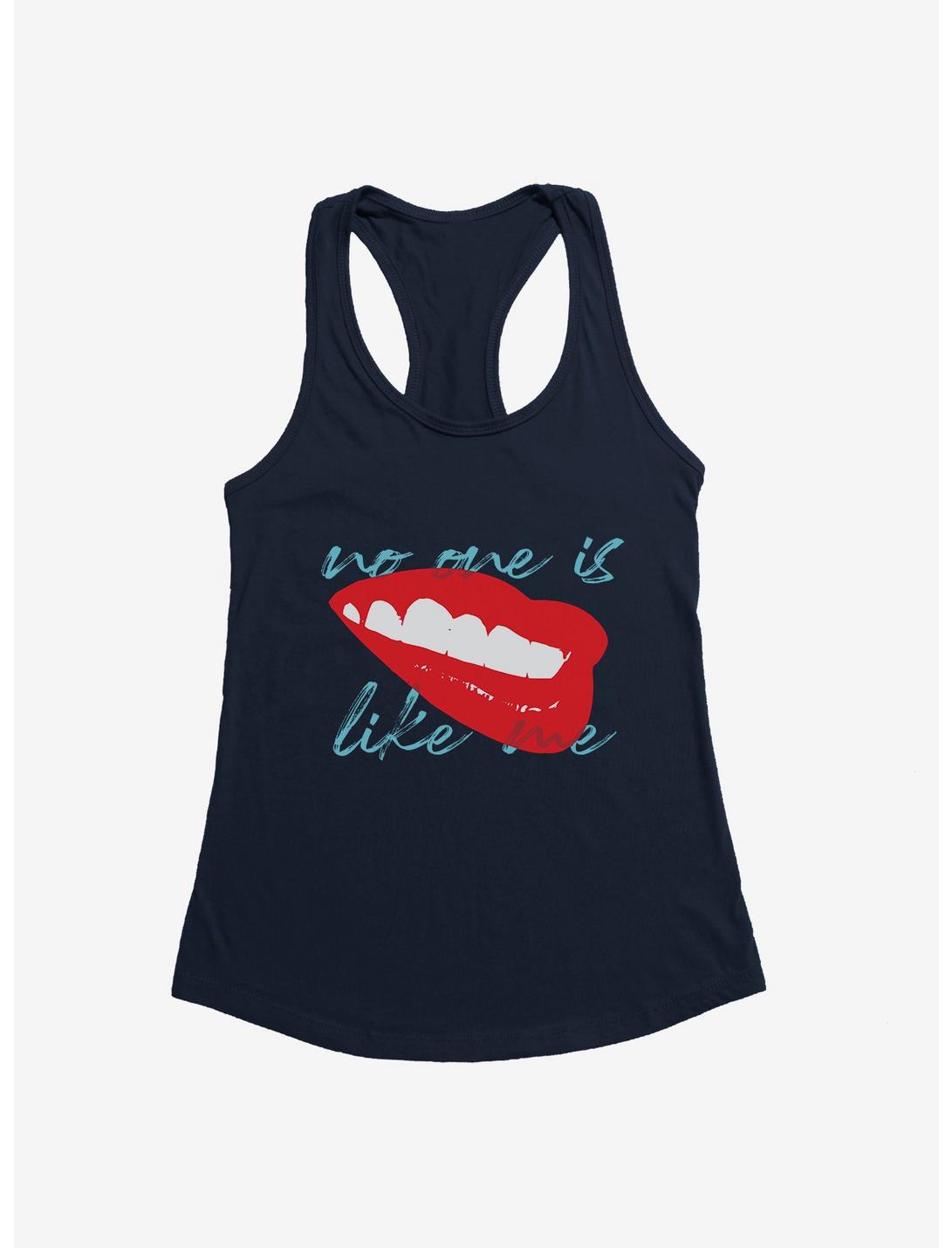 DC Comics Birds Of Prey Harley Quinn No One Is Like Me Red Lips Womens Tank, MIDNIGHT NAVY, hi-res