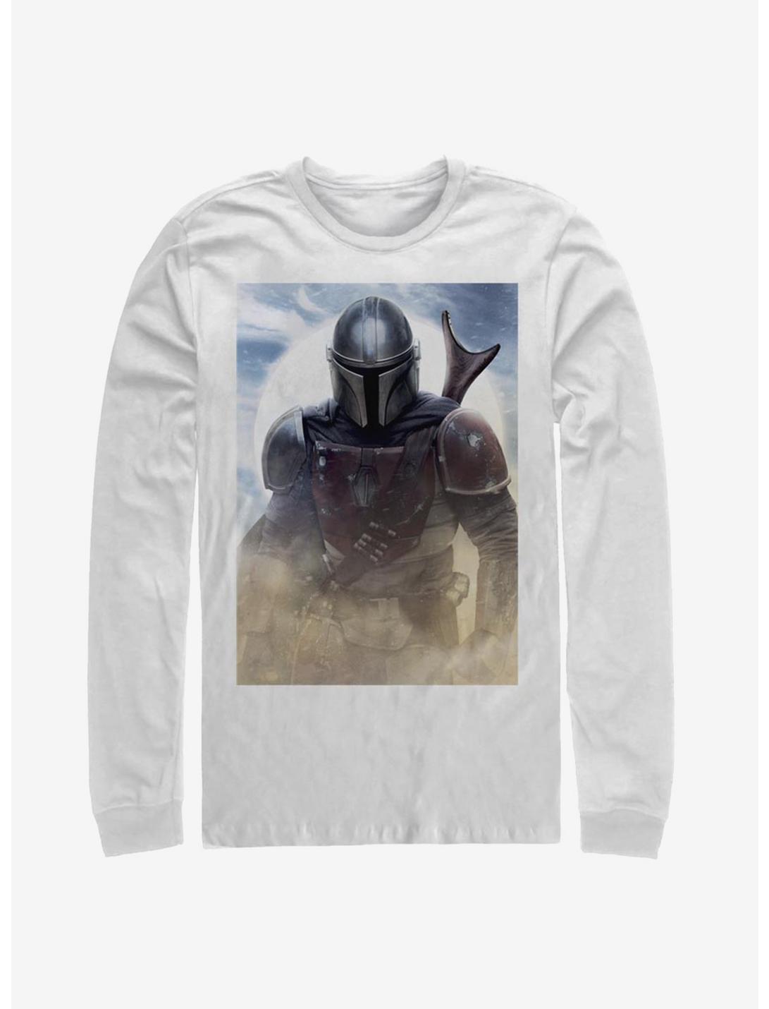 Plus Size Star Wars The Mandalorian Warrior Poster Long-Sleeve T-Shirt, WHITE, hi-res
