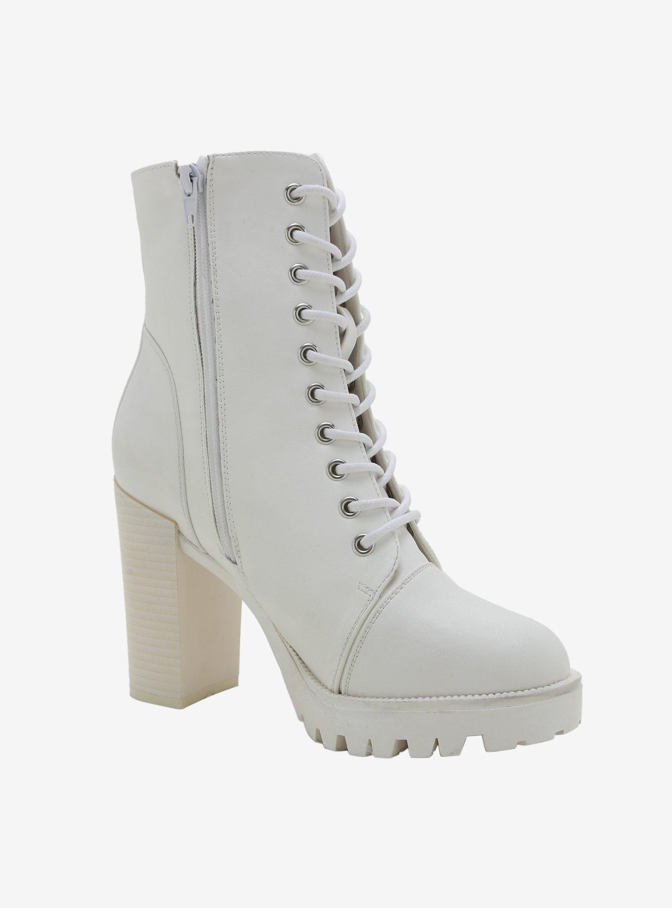 White heel 2025 combat boots