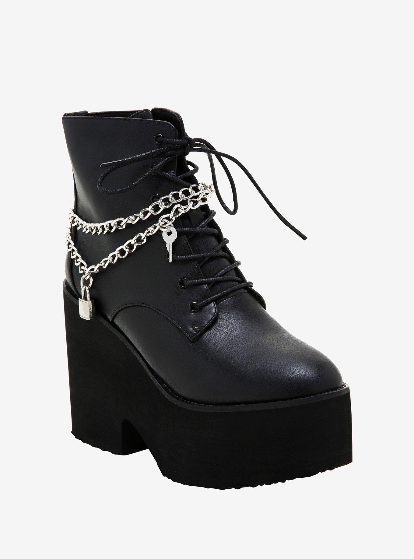 Chain & Padlock Platform Booties, MULTI, hi-res