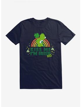 Care Bears Good Luck Bear Kiss Me I'm Irish Colored Rainbow T-Shirt, NAVY, hi-res