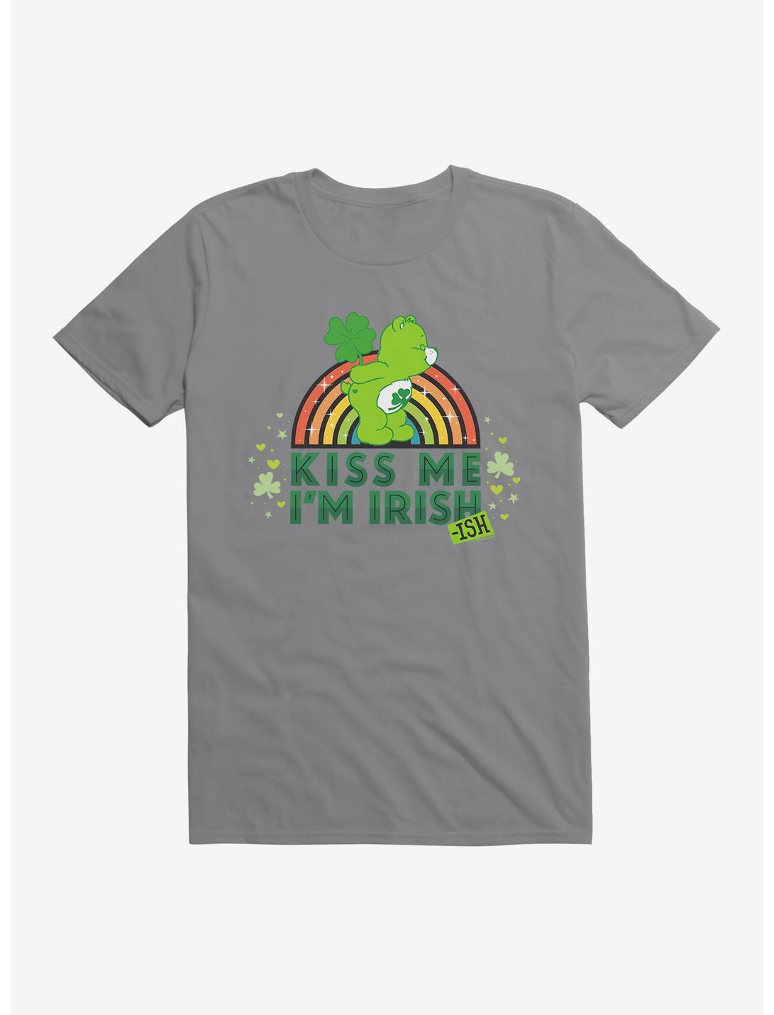 Care Bears Good Luck Bear Kiss Me I'm Irish Colored Rainbow T-Shirt, STORM GREY, hi-res