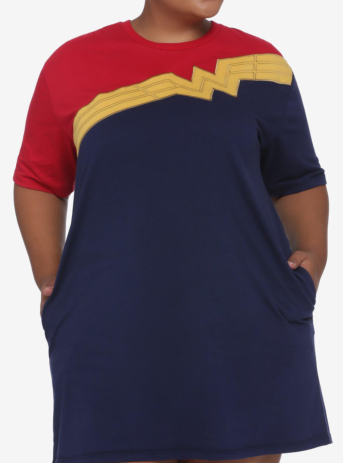 Her Universe DC Comics Wonder Woman 1984 Color-Block T-Shirt Dress Plus Size, MULTI, hi-res