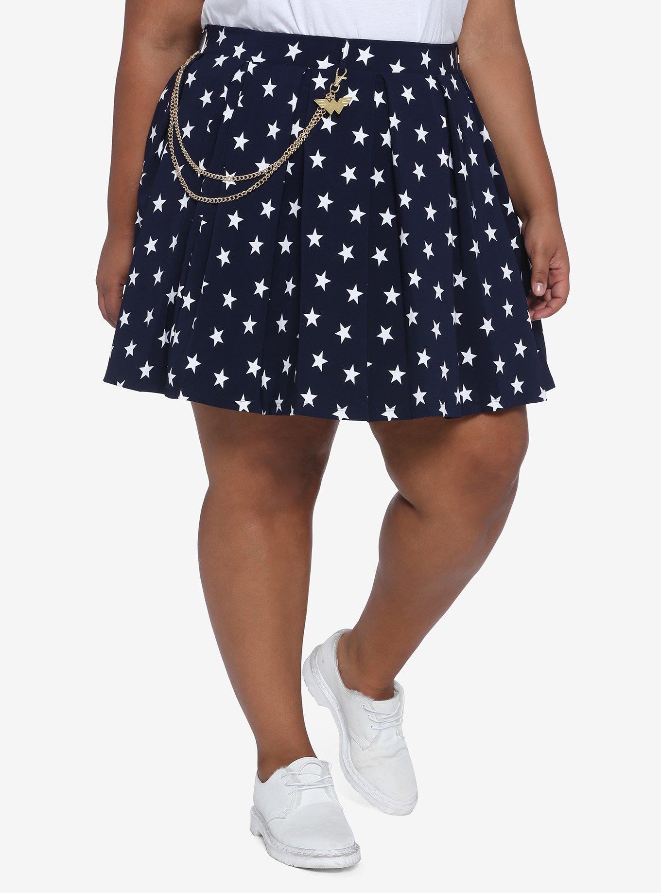 Her Universe DC Comics Wonder Woman 1984 Star Pleated Chain Skirt Plus Size, MULTI, hi-res