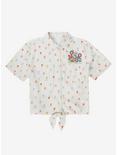Disney Mickey Mouse Flowers Women's Tie-Front Woven Top - BoxLunch Exclusive, MULTI, hi-res