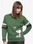 Peanuts Snoopy and Woodstock Stripe Sleeved Women's Crewneck - BoxLunch Exclusive, GREY, hi-res