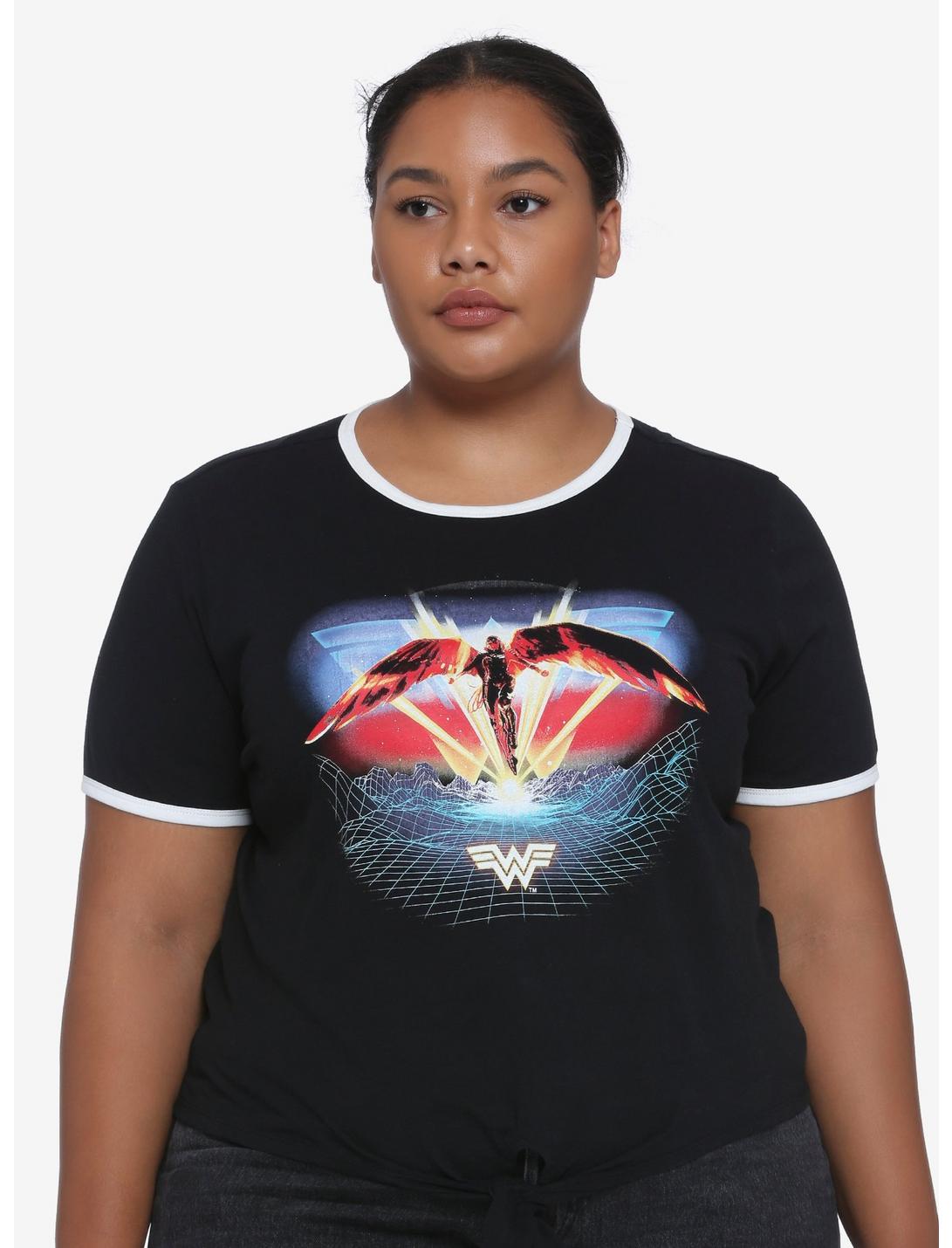 Her Universe DC Comics Wonder Woman 1984 Tie-Front Girls Ringer T-Shirt Plus Size, MULTI, hi-res