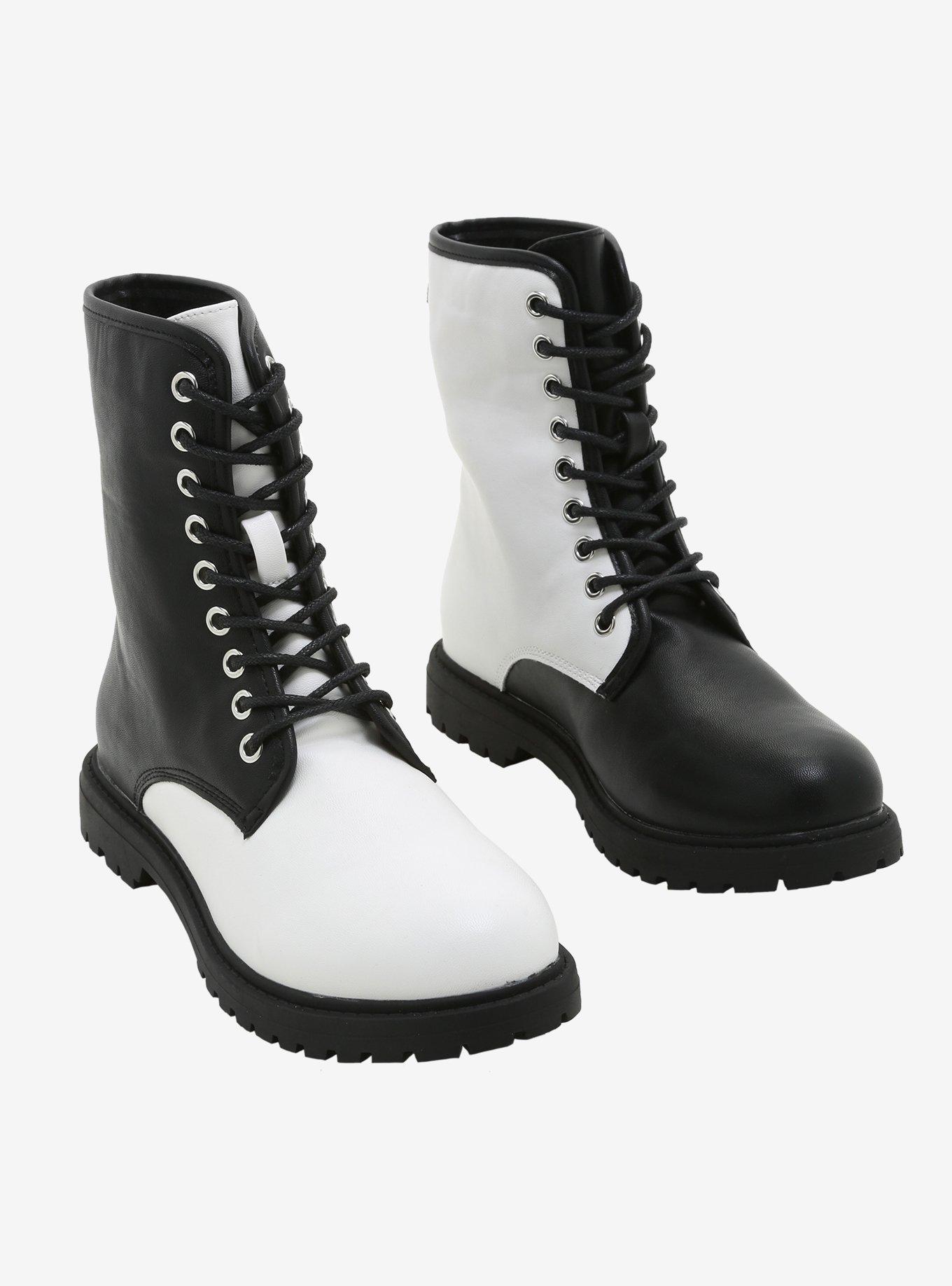 Black shop white boots