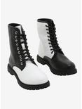 Black & White Color-Block Combat Boots, MULTI, hi-res
