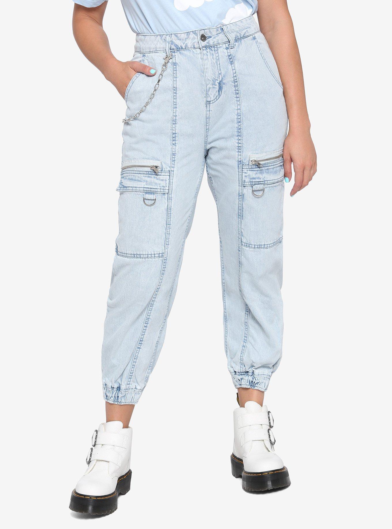 Indigo Denim Chain Girls Jogger Pants, INDIGO, hi-res