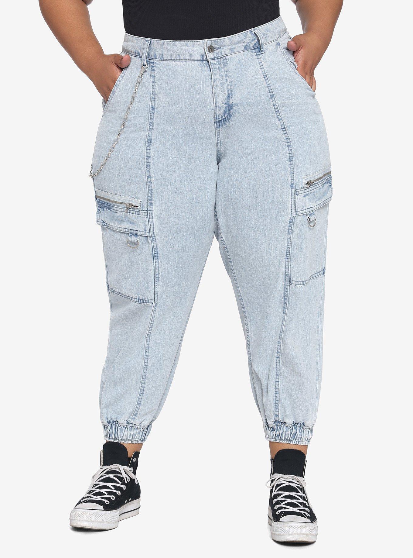 Indigo Denim Side Chain Girls Jogger Pants