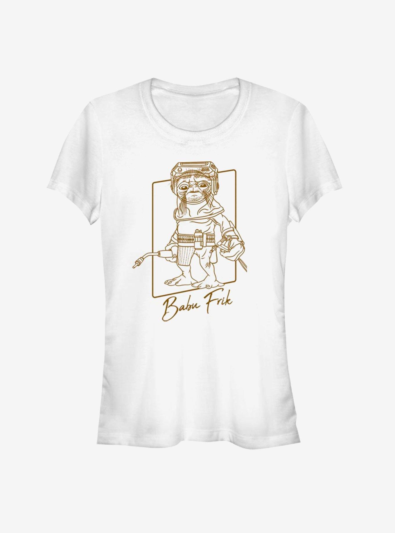 Star Wars: The Rise of Skywalker Babu Frik Outline Girls T-Shirt, WHITE, hi-res