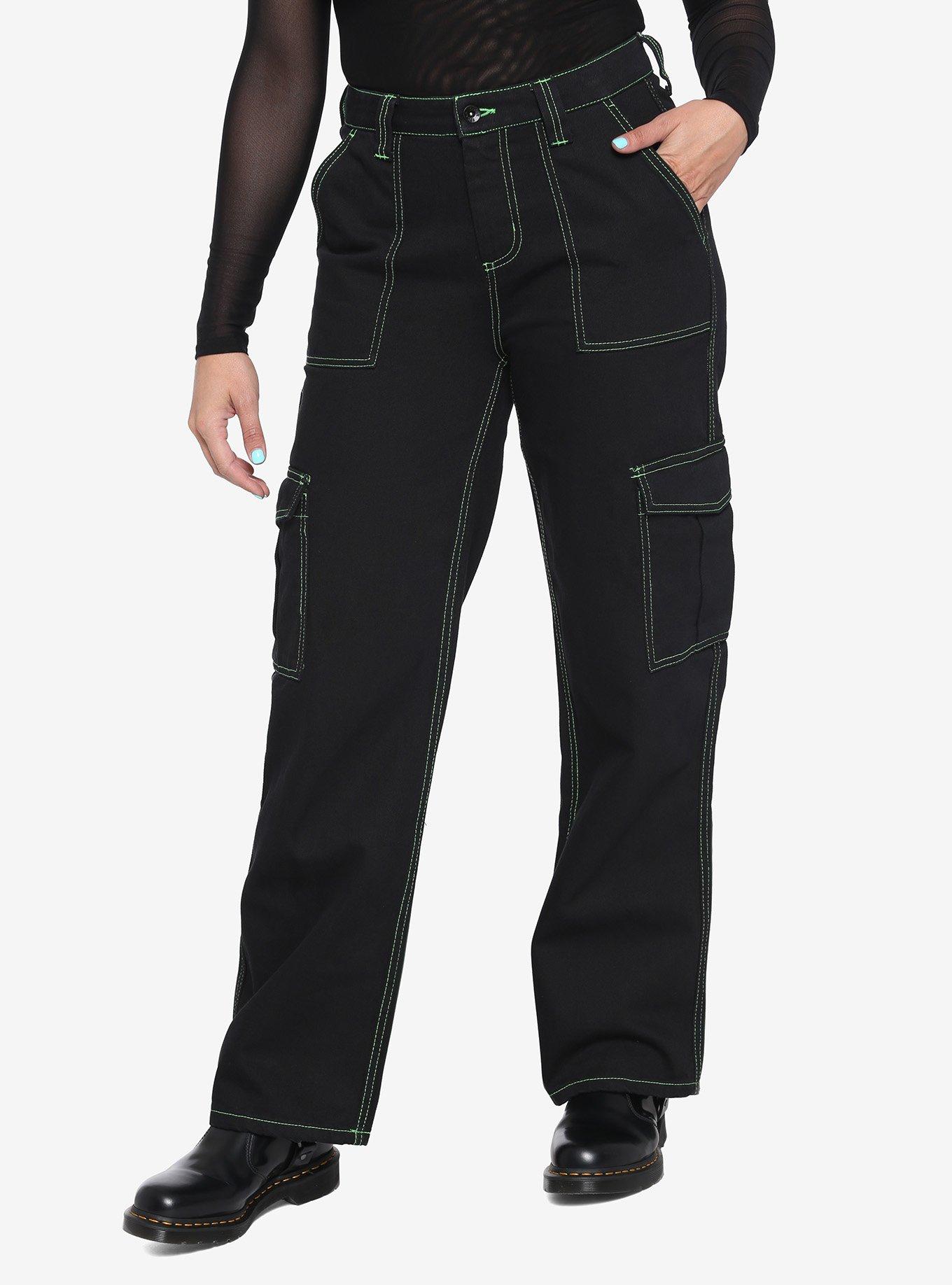 Hot Topic Black & White Contrast Stitch Suspender Carpenter Pants Plus