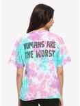 Alien Humans Are The Worst Tie-Dye Girls T-Shirt, BLUE, hi-res