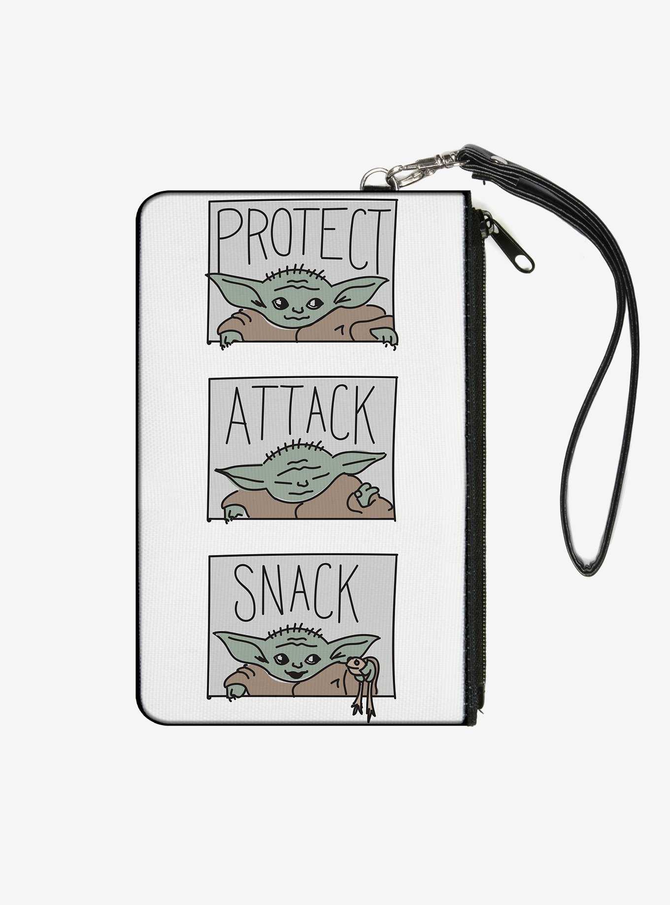 Star Wars The Mandalorian Child Protect Attack Snack White Wallet Canvas Zip Clutch, , hi-res