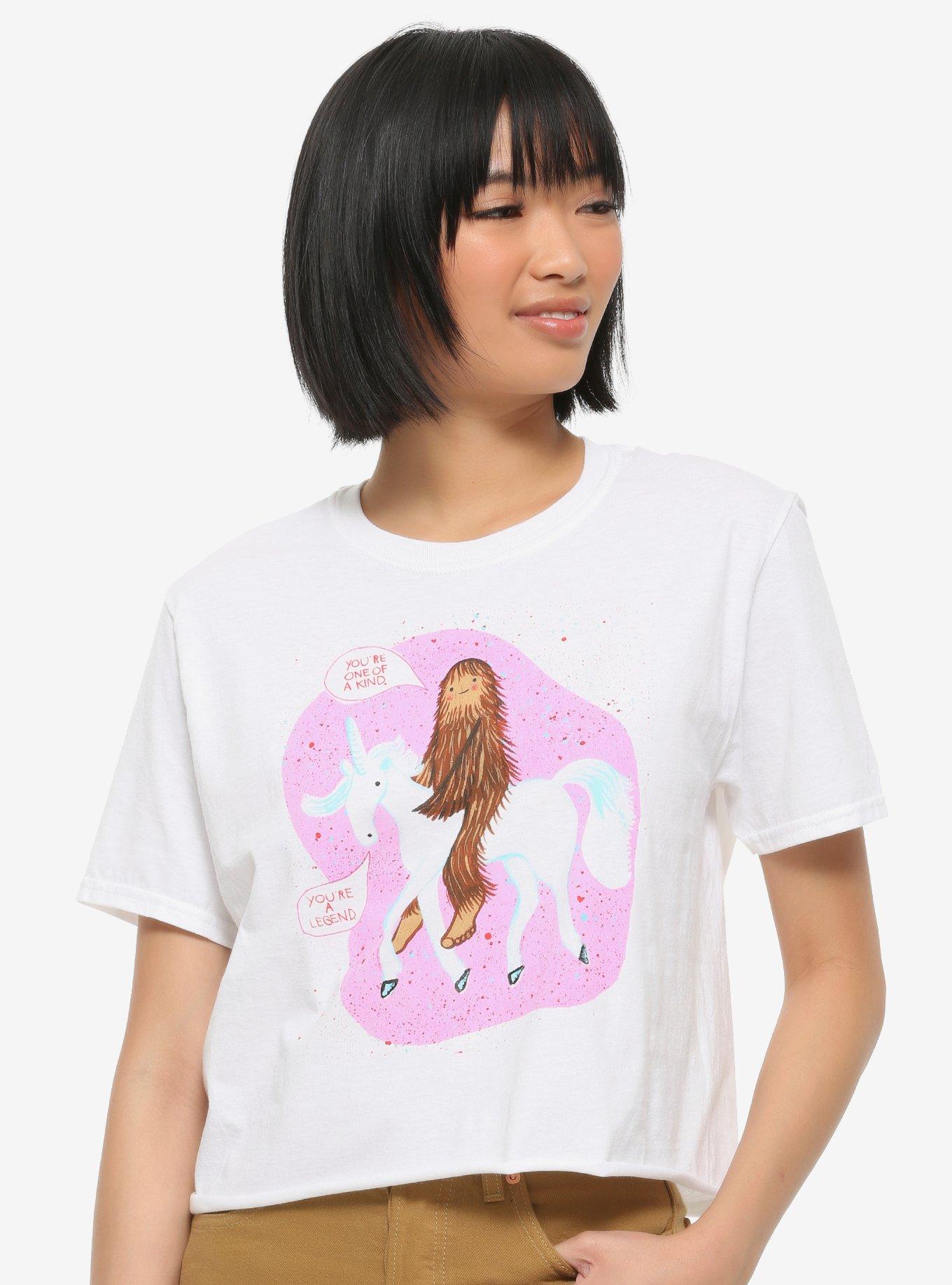Bigfoot Unicorn Love Girls Crop T-Shirt By Bishop Lennon | Hot Topic, image size:1091x1430