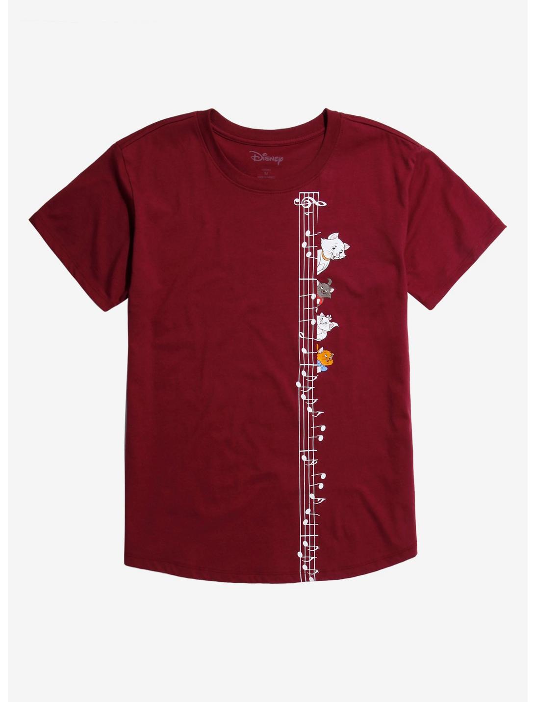 Disney The Aristocats Music Chord Women's T-Shirt - BoxLunch Exclusive, BURGUNDY, hi-res
