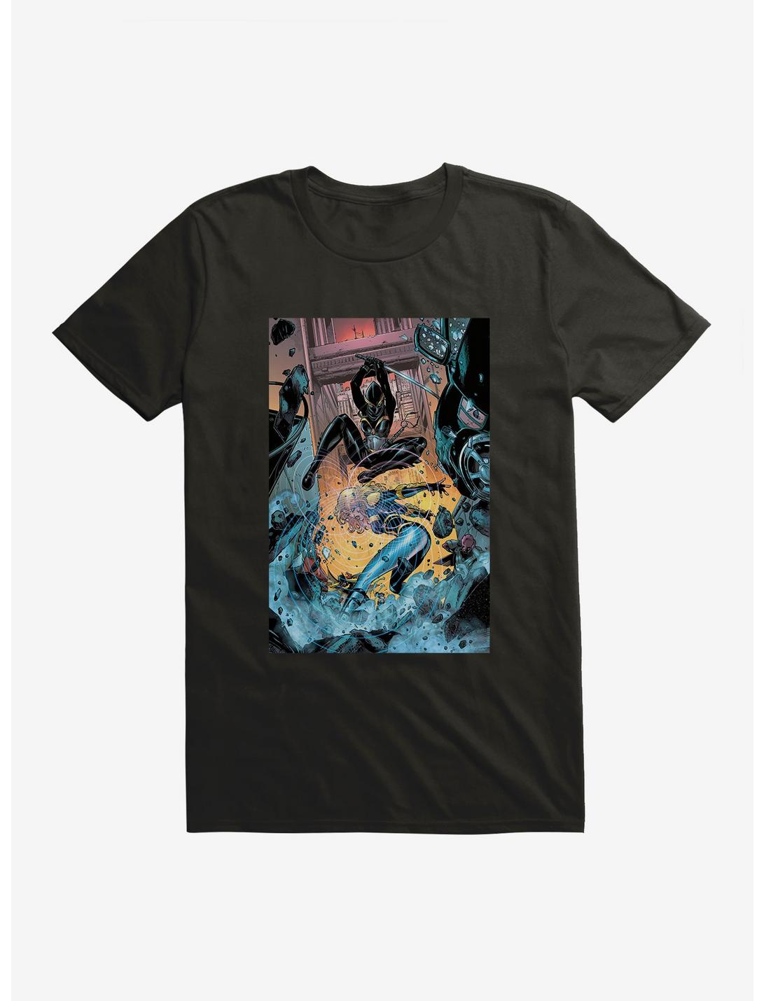 DC Comics Birds Of Prey Cassandra Cain Battle Comic Art T-Shirt, BLACK, hi-res