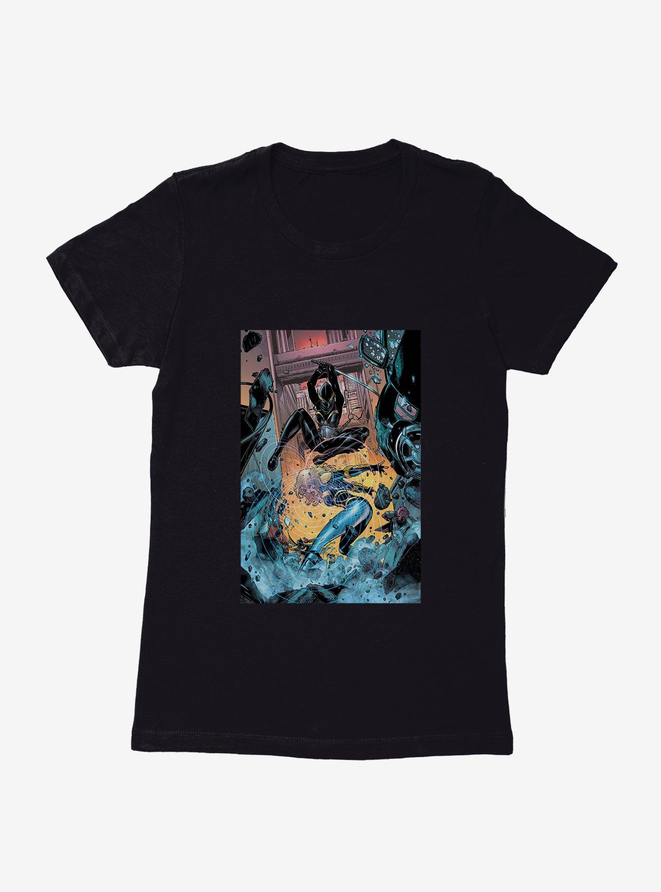 DC Comics Birds Of Prey Cassandra Cain Battle Comic Art Womens T-Shirt, BLACK, hi-res