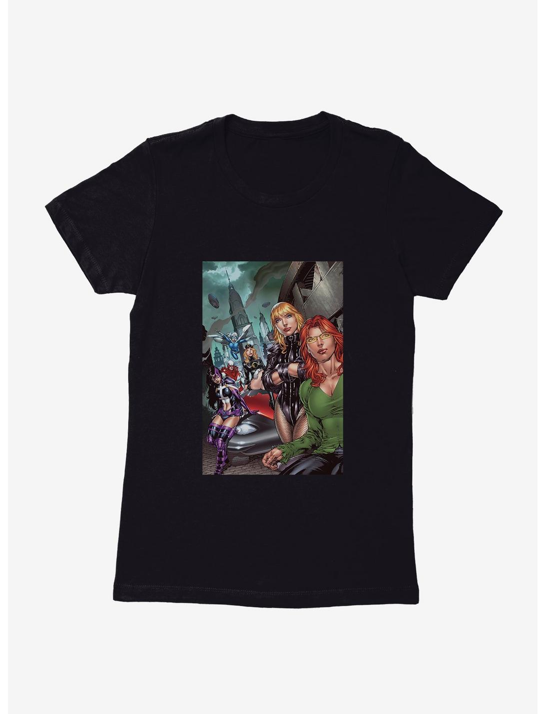 DC Comics Birds Of Prey The Team Comic Art Womens T-Shirt, BLACK, hi-res