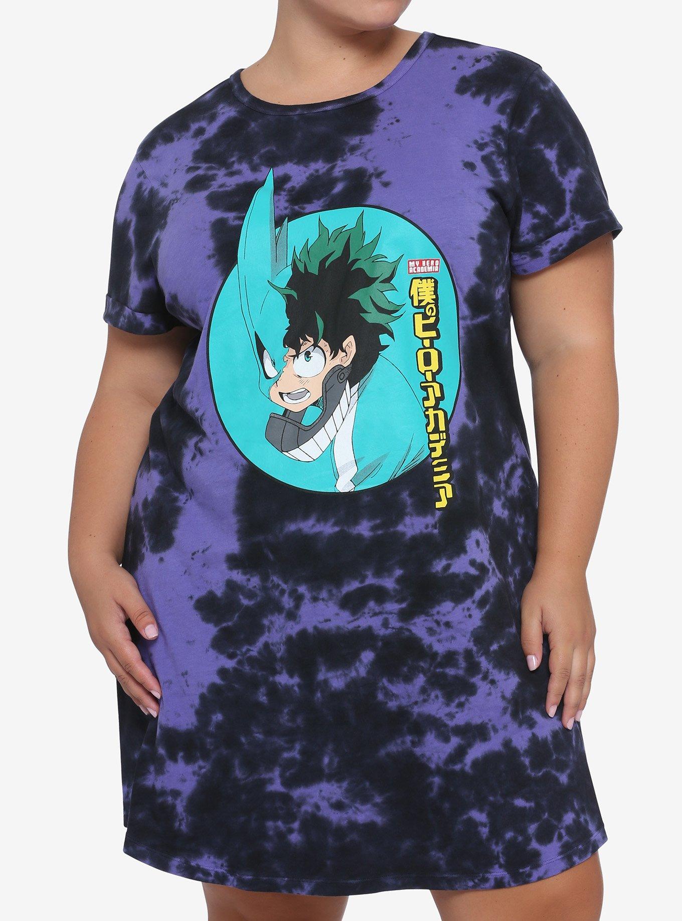 My Hero Academia Deku Half Mask Tie-Dye T-Shirt Dress Plus Size, TIE DYE, hi-res