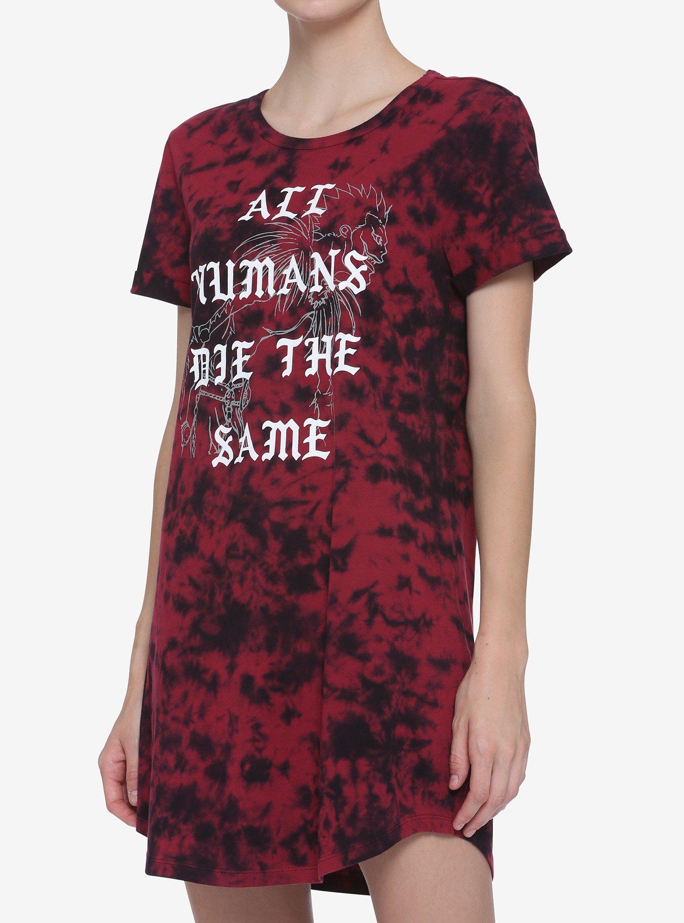 Death Note All Humans Die The Same Tie-Dye T-Shirt Dress, TIE DYE, hi-res