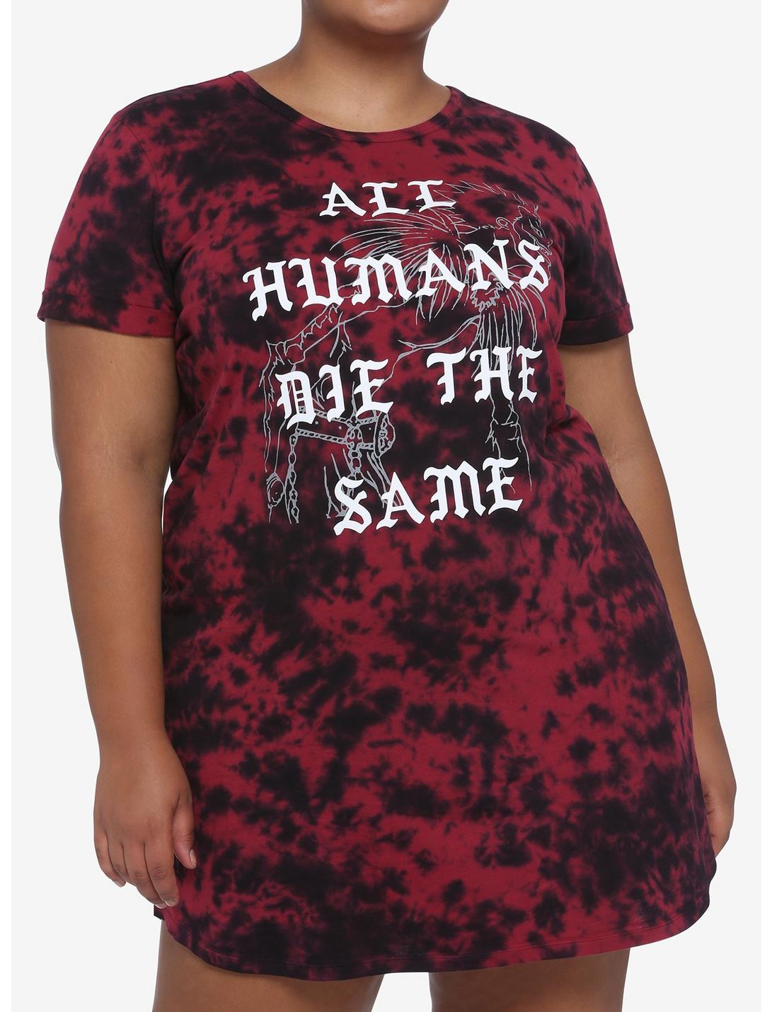 Death Note All Humans Die The Same Tie-Dye T-Shirt Dress Plus Size, TIE DYE, hi-res