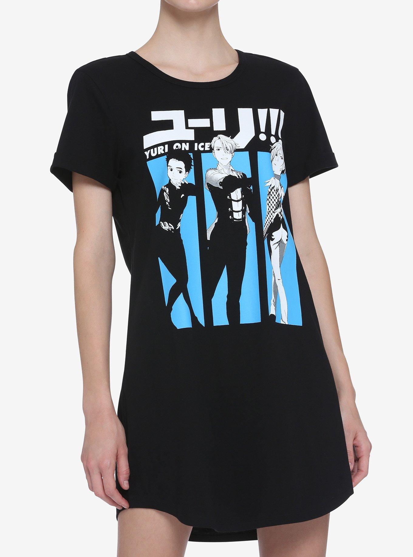 Yuri!!! On ICE Trio T-Shirt Dress, BLACK, hi-res