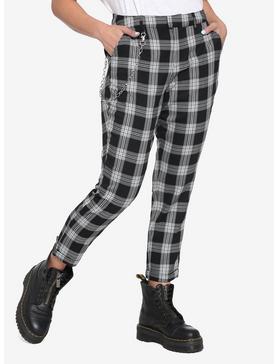 Black & White Plaid Pants With Detachable Chain, , hi-res