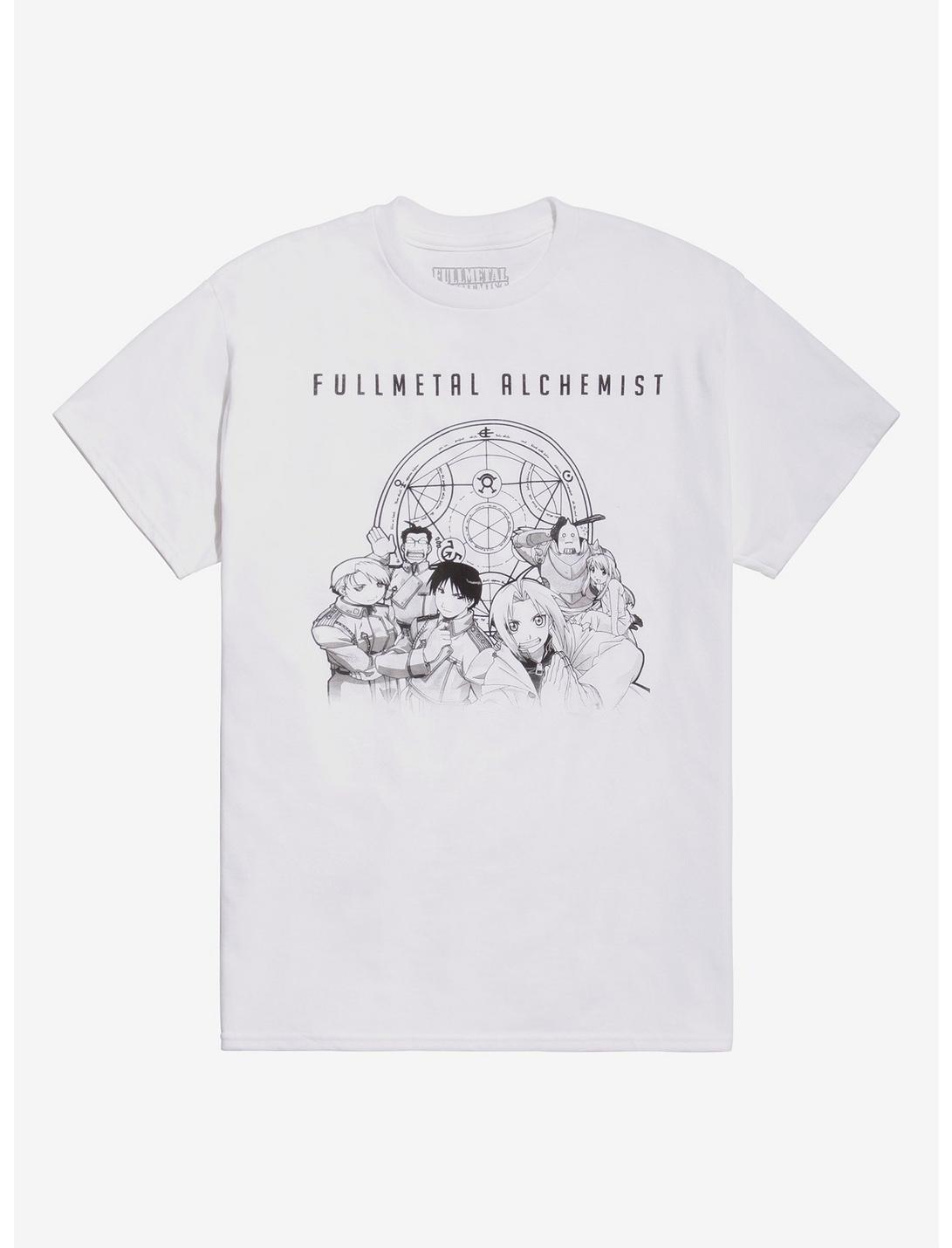 Fullmetal Alchemist Group Black & White T-Shirt, WHITE, hi-res