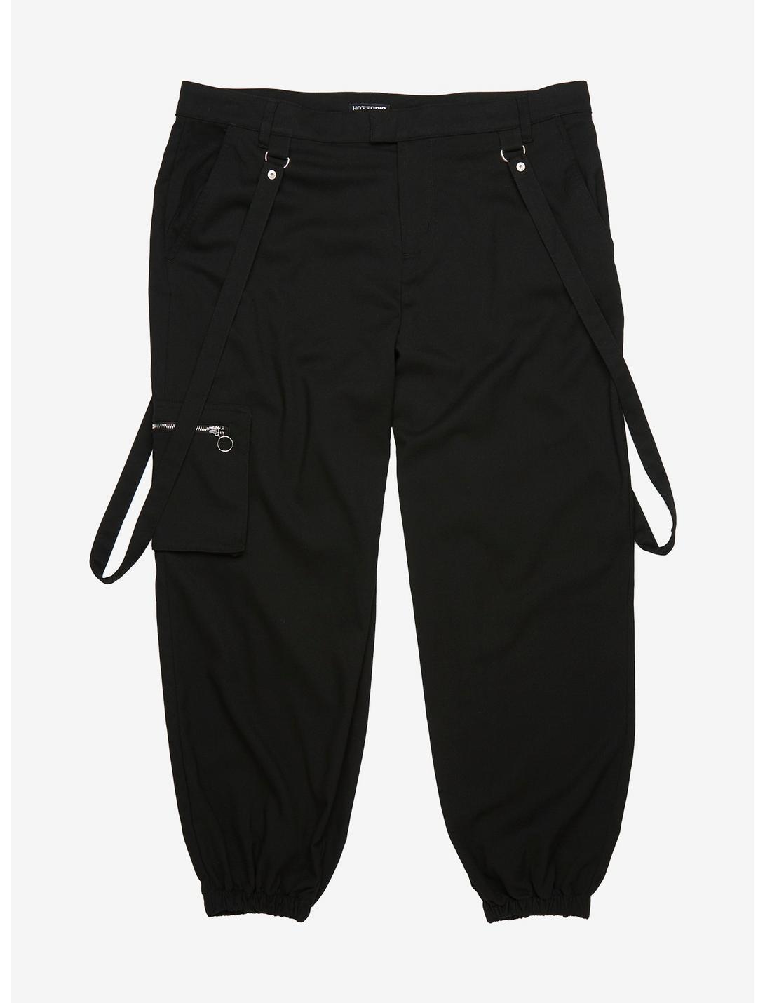 Black Strap Ultra Hi-Rise Jogger Pants Plus Size, BLACK, hi-res