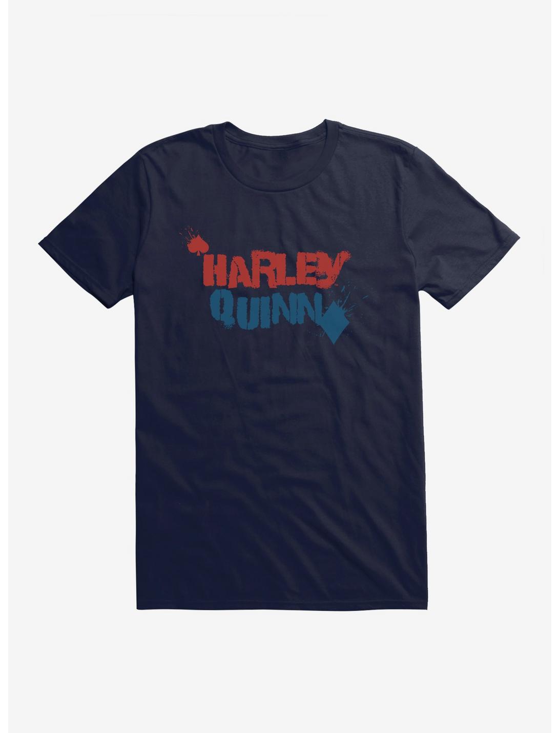 DC Comics Batman Harley Quinn Spray Paint Logo T-Shirt, NAVY, hi-res