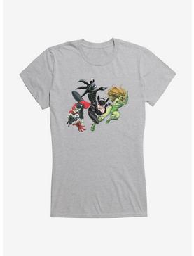 DC Comics Batman Harley Quinn, Cat Woman, And Poison Ivy Girls T-Shirt, HEATHER, hi-res