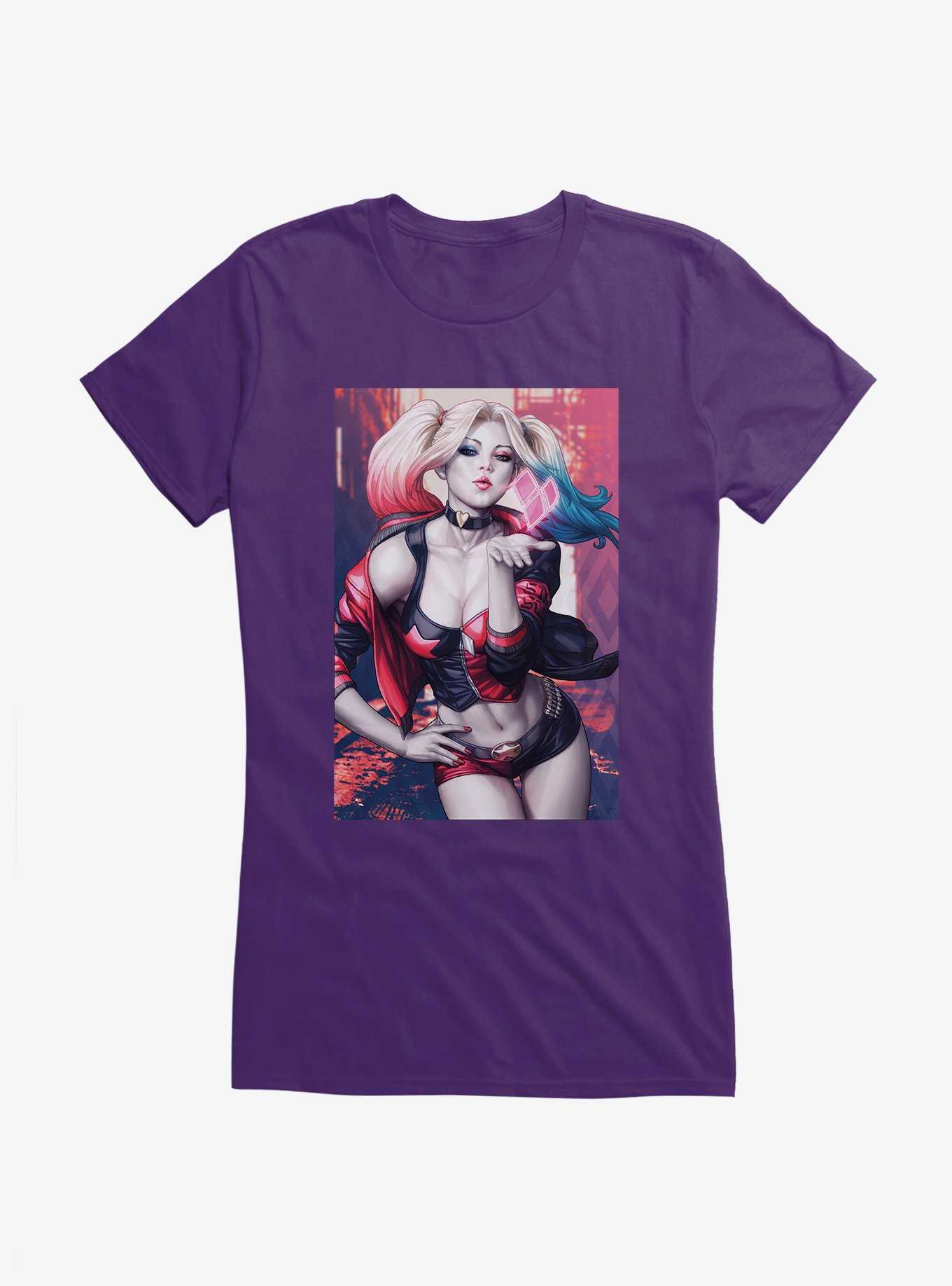 DC Comics Batman Harley Quinn Seductress Girls T-Shirt, PURPLE, hi-res