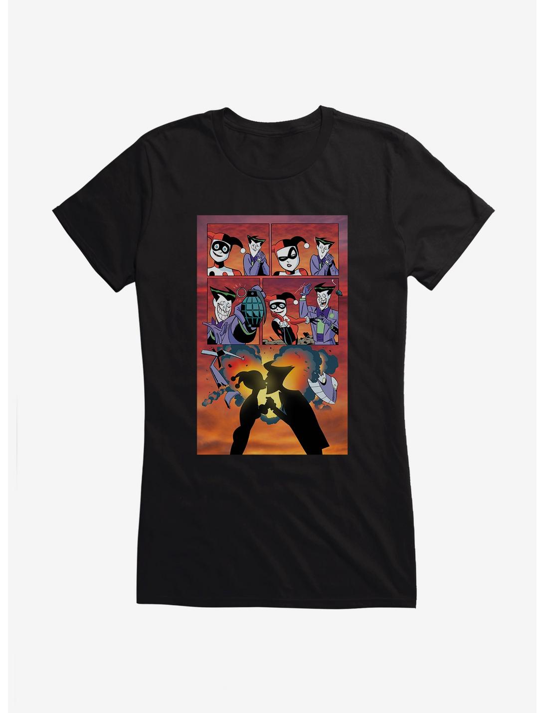 DC Comics Batman Harley Quinn And Joker Love Story Girls T-Shirt, BLACK, hi-res