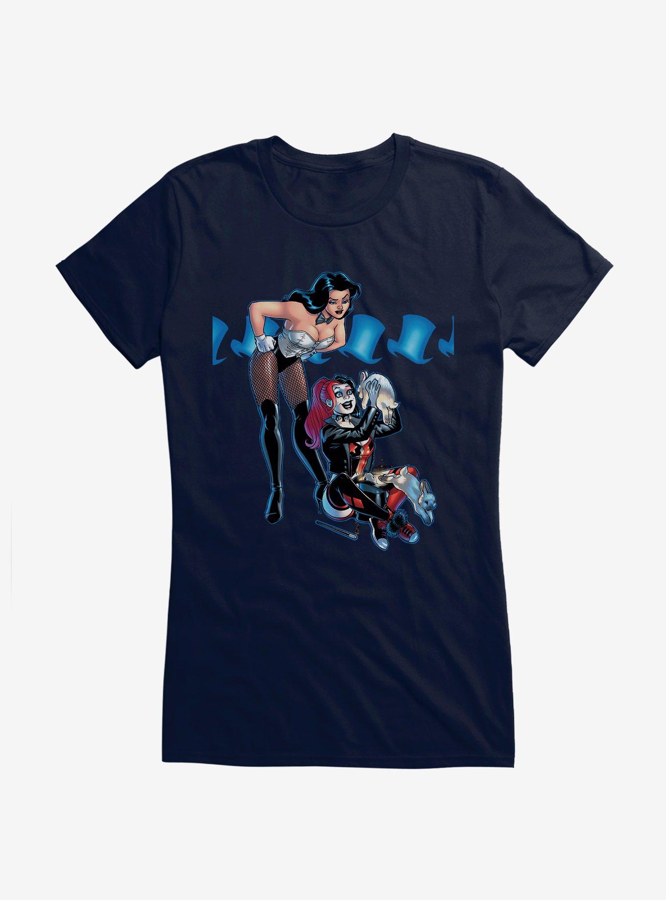 DC Comics Batman Harley Quinn Magic Trick Girls T-Shirt, NAVY, hi-res