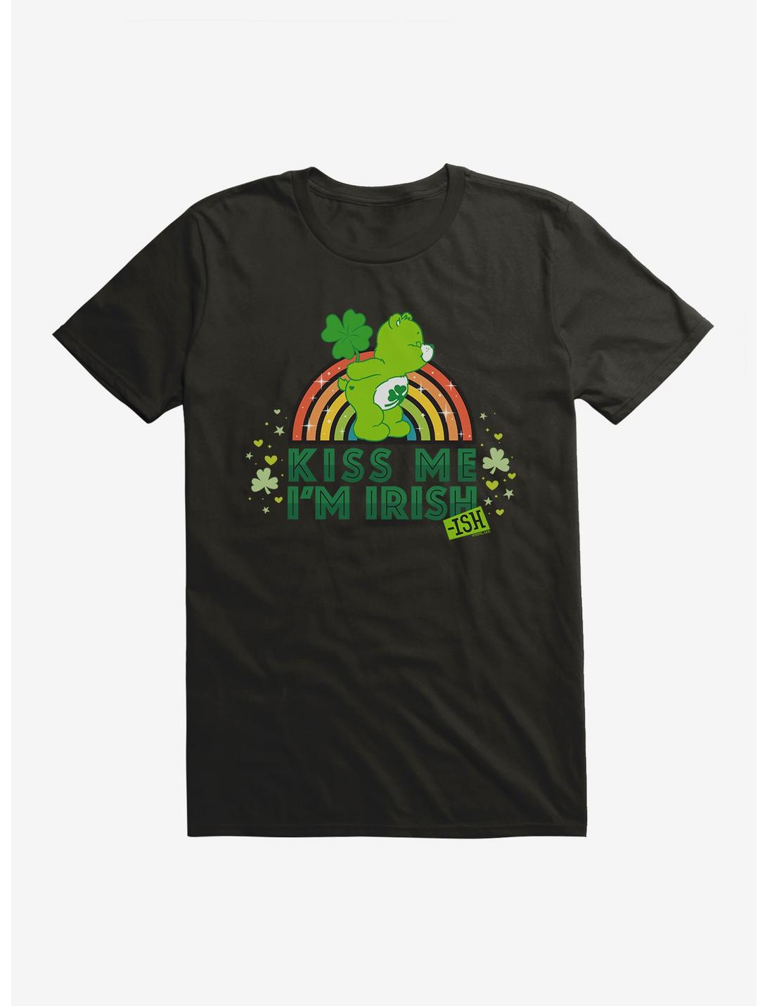 Care Bears Kiss Me I'm Irish Colored Rainbow T-Shirt, BLACK, hi-res