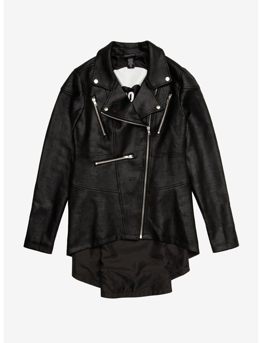 The Umbrella Academy Allison Peplum Girls Moto Jacket Plus Size, BLACK, hi-res
