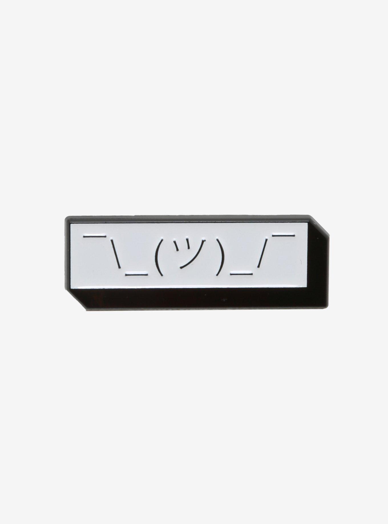 Shrug Text Enamel Pin, , hi-res