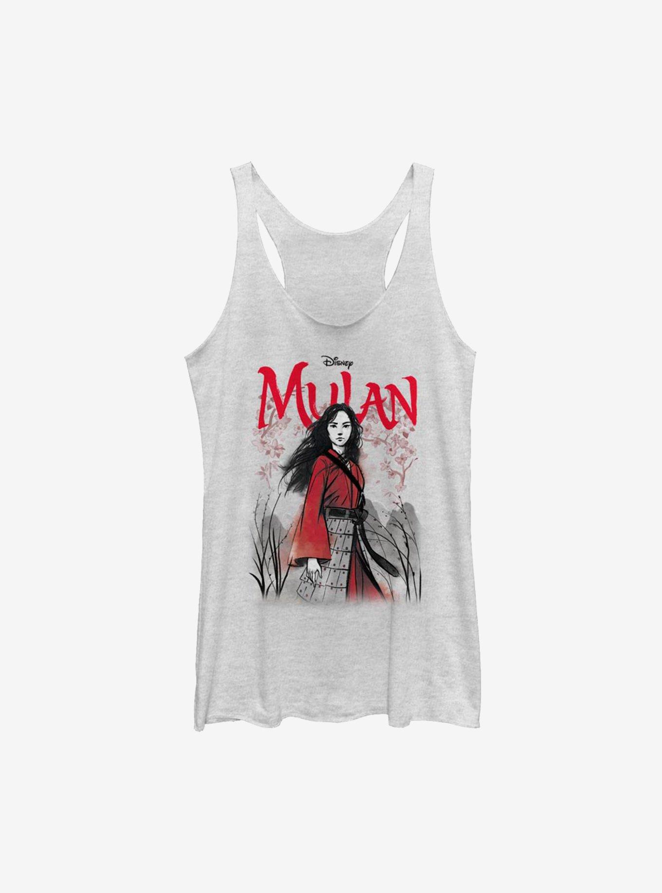 Disney Mulan Live Action Watercolor Title Poster Girls Tank, WHITE HTR, hi-res