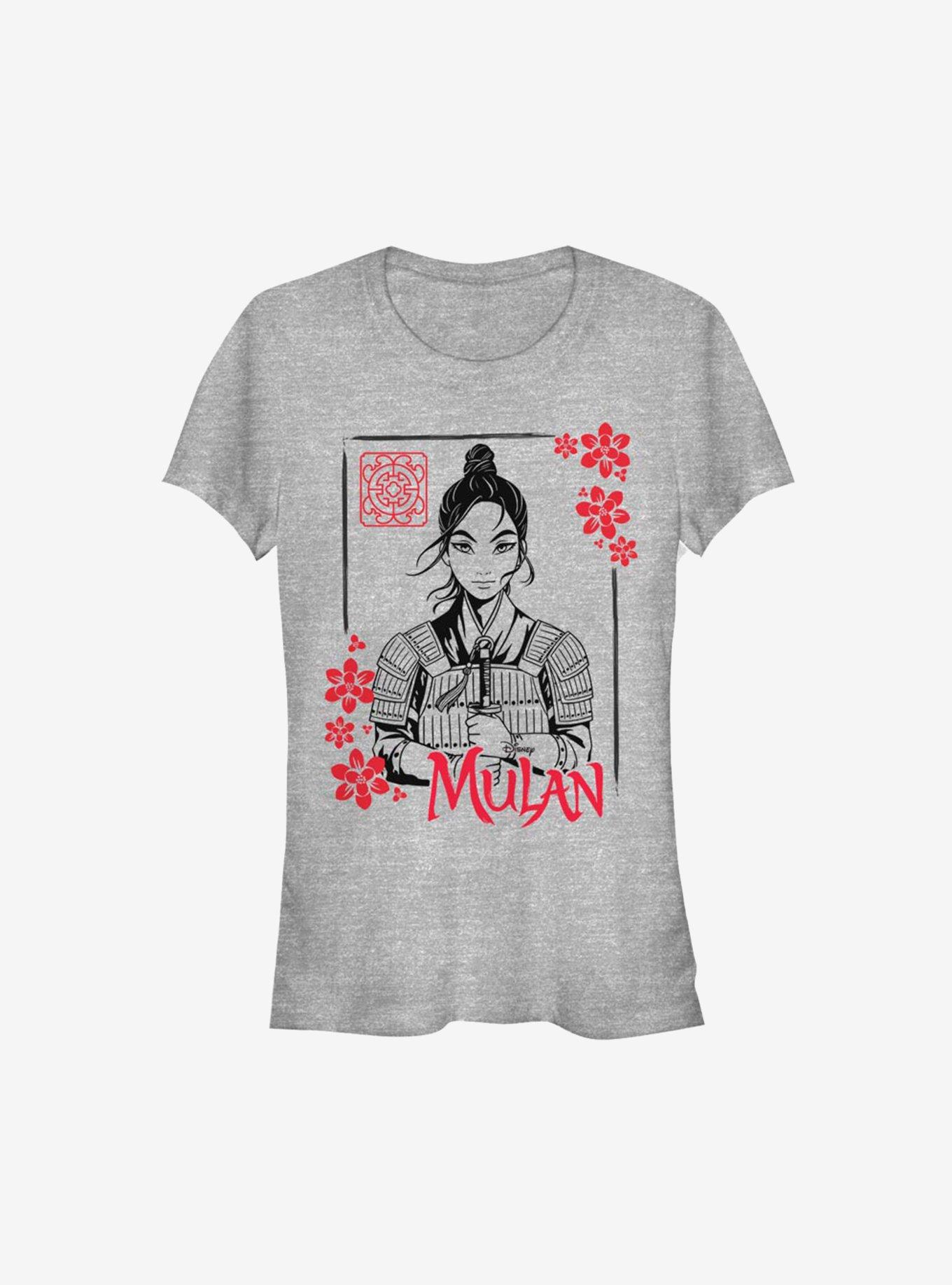 Disney Mulan Live Action Ink Line Frame Girls T-Shirt, ATH HTR, hi-res