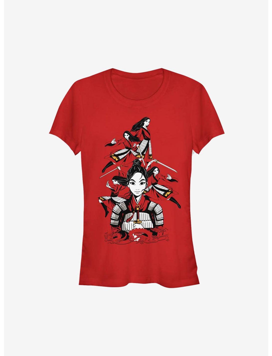 Disney Mulan Live Action Warrior Poses Girls T-Shirt, RED, hi-res