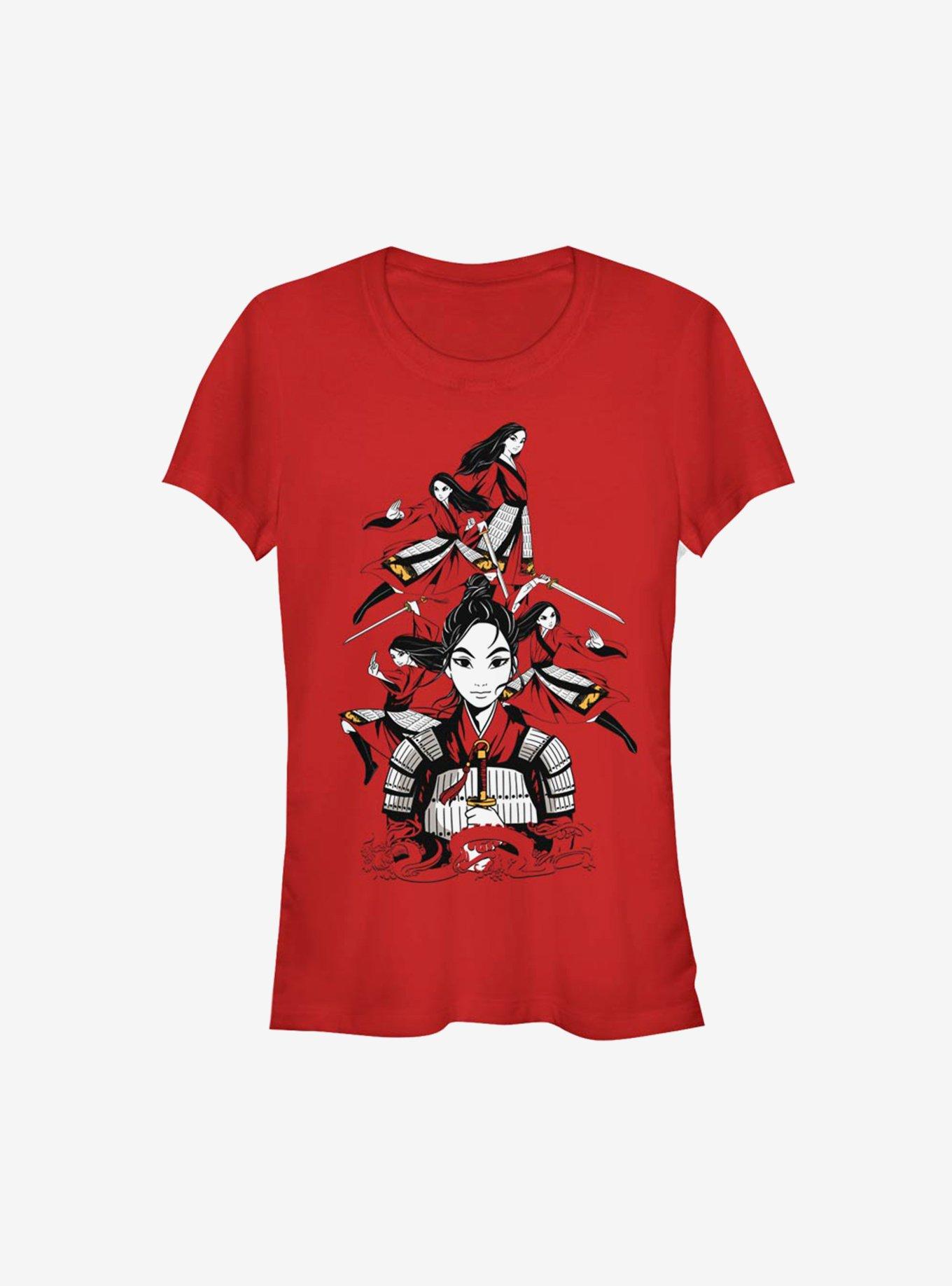 Disney Mulan Live Action Warrior Poses Girls T-Shirt, RED, hi-res