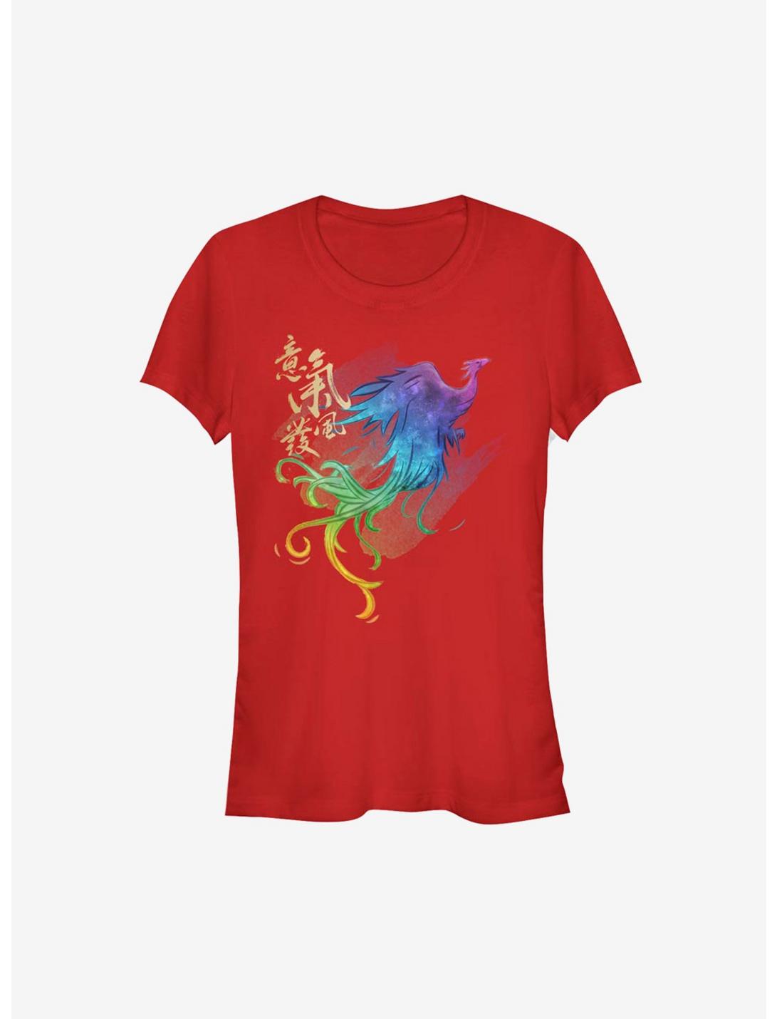 Disney Mulan Live Action Watercolor Phoenix Girls T-Shirt, RED, hi-res