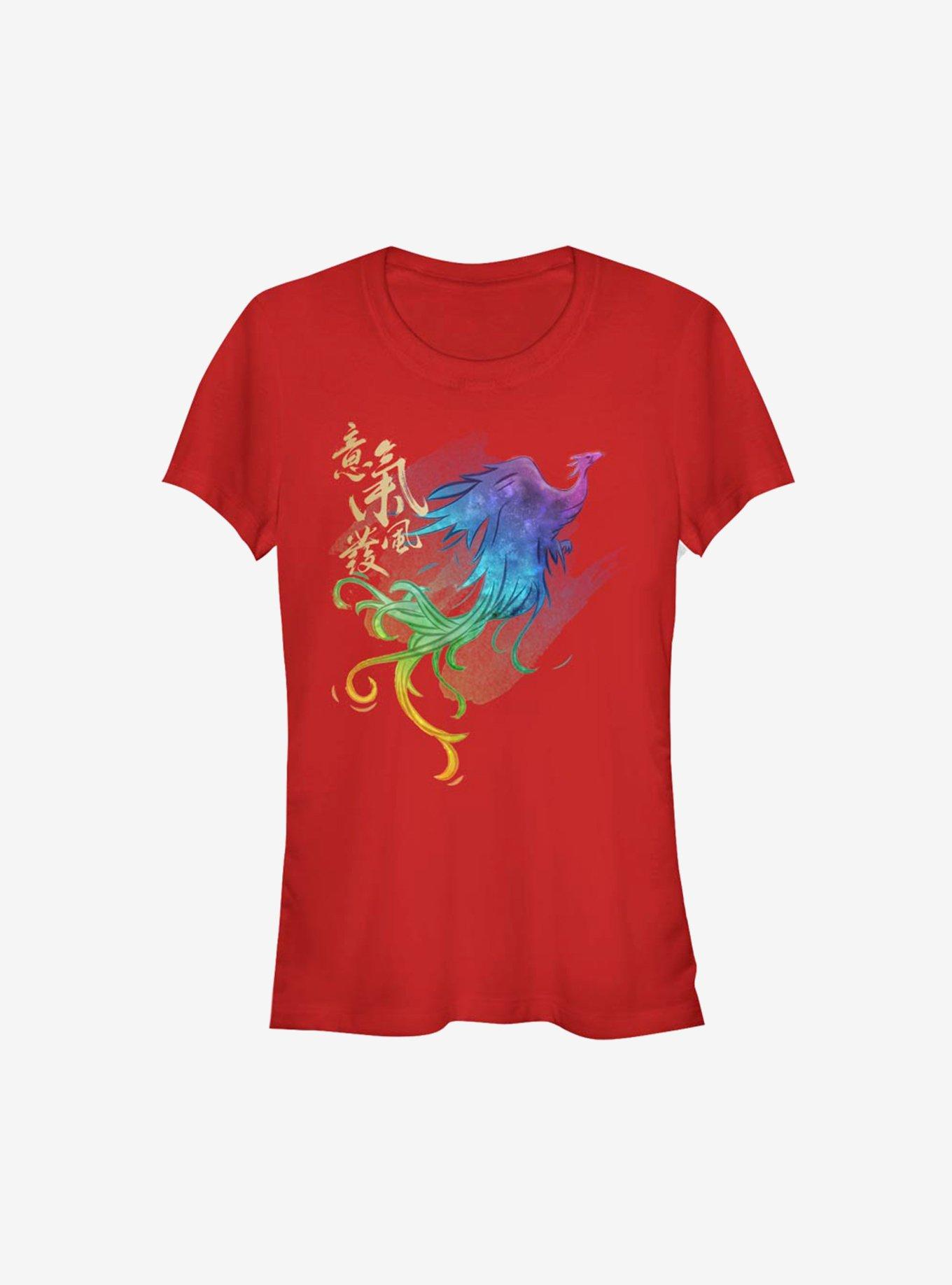 Disney Mulan Live Action Watercolor Phoenix Girls T-Shirt, RED, hi-res