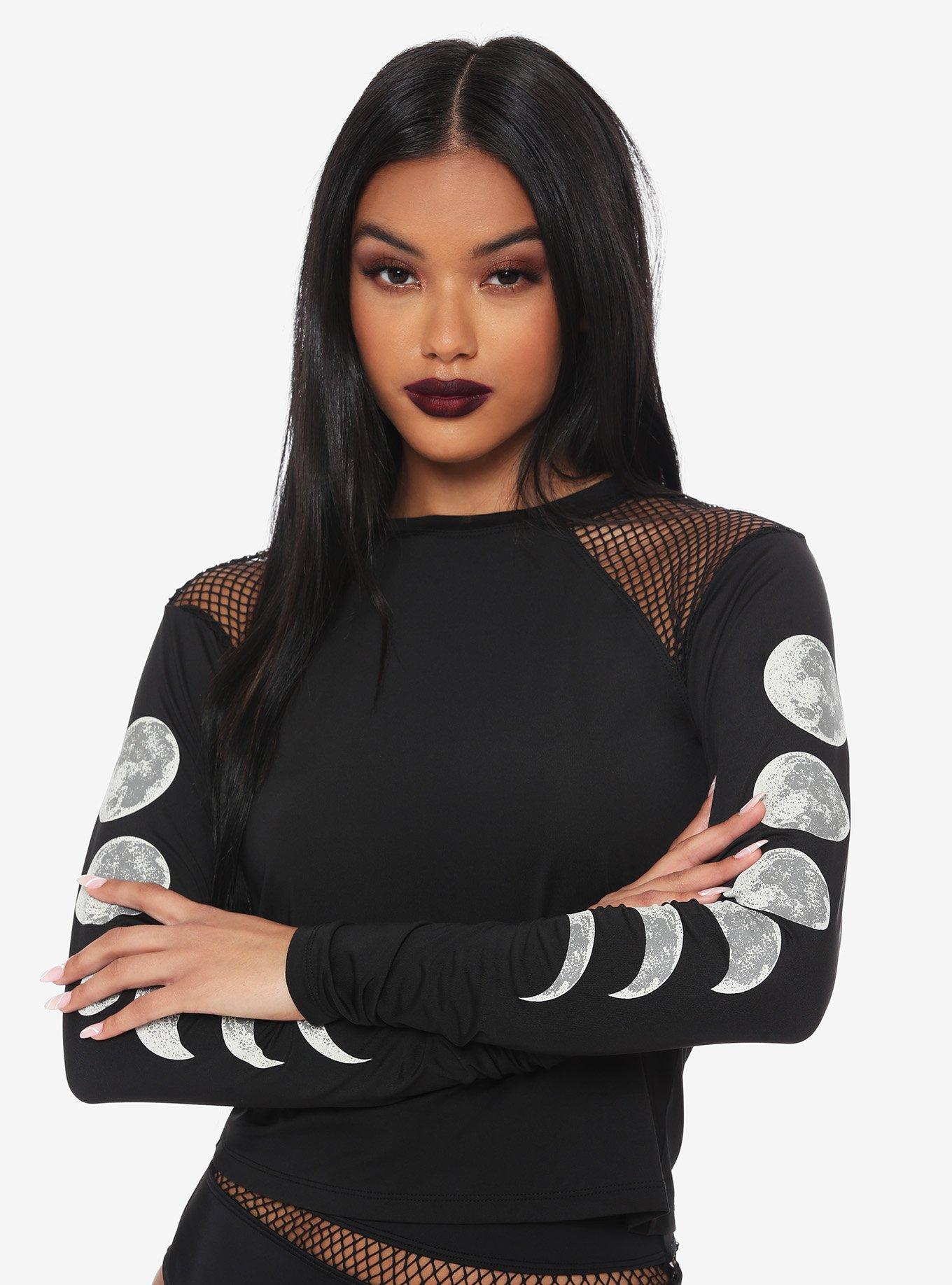 Moon Phase Fishnet Panel Girls Rash Guard | Hot Topic