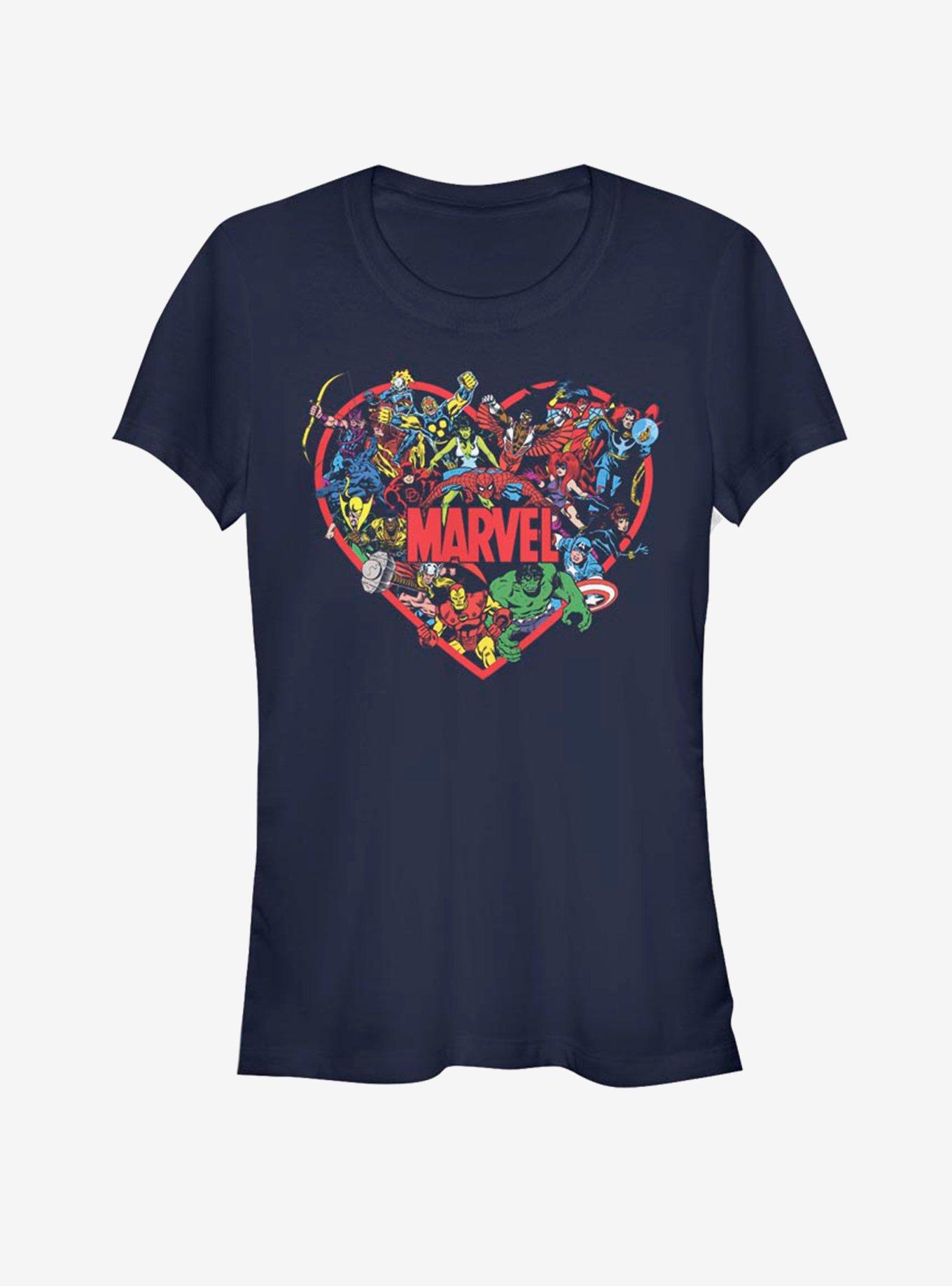 Marvel Avengers Hero Heart Girls T-Shirt, NAVY, hi-res