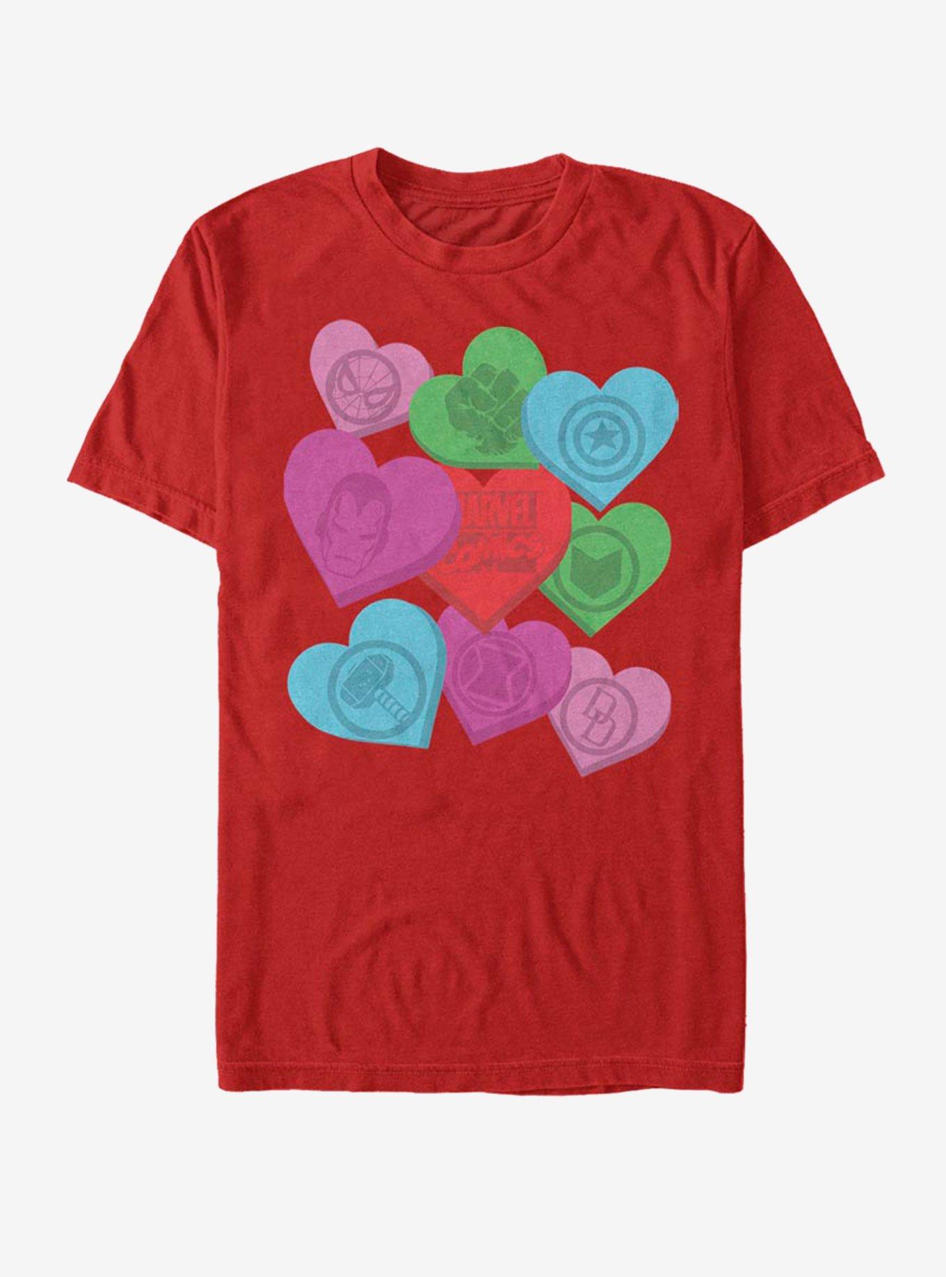 Marvel Avengers Candy Hearts T-Shirt, RED, hi-res
